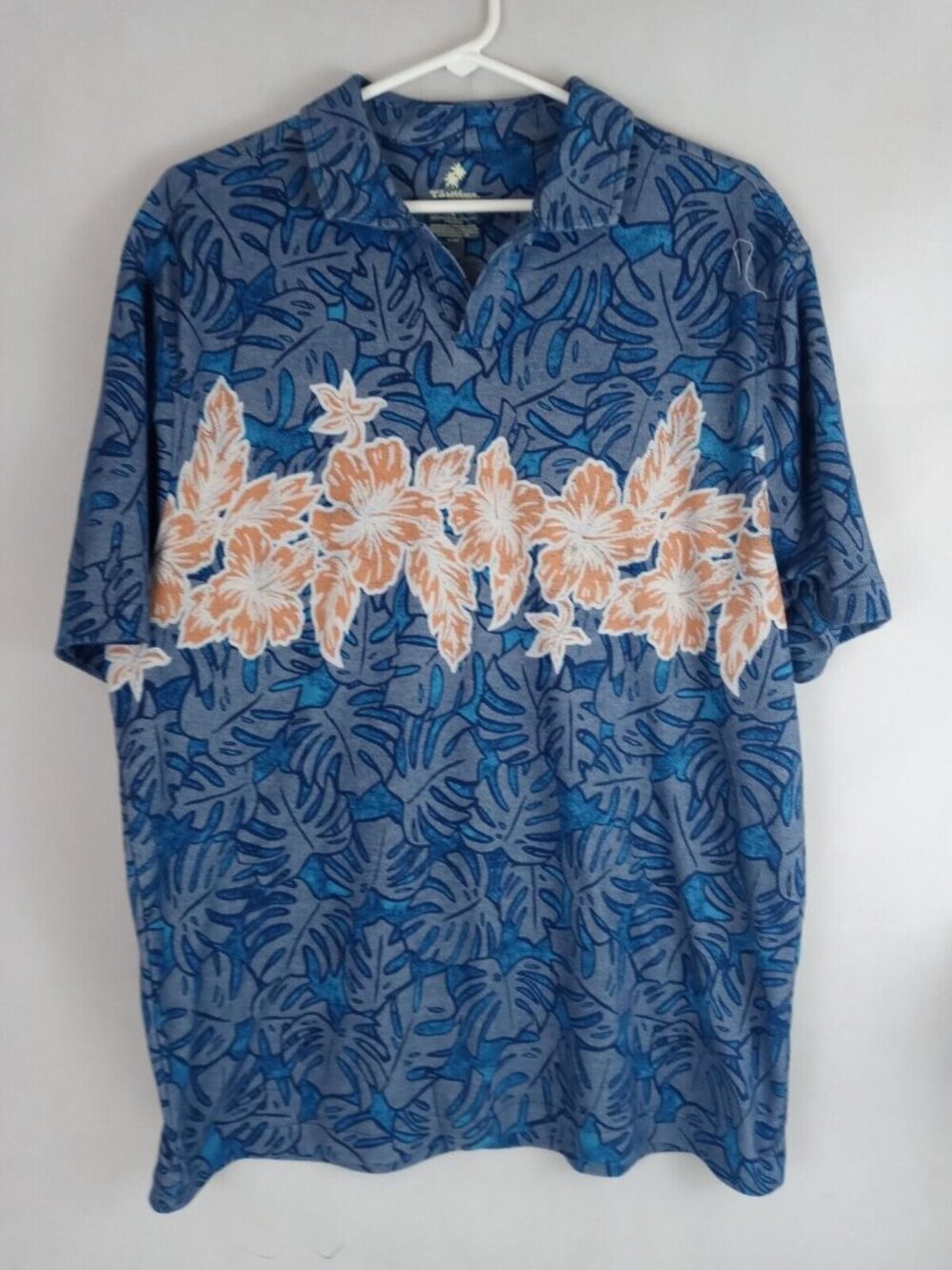 Roundtree Yorke Men's Caribbean Supima Hawaiian Polo Shirt Size Large
